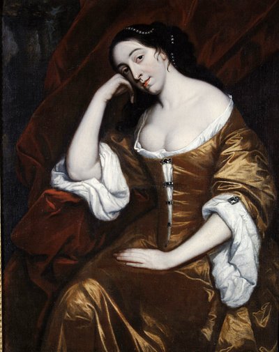 Portrait of a Lady, Wearing a Gold Dress with Red Robes by Henry Anderton
